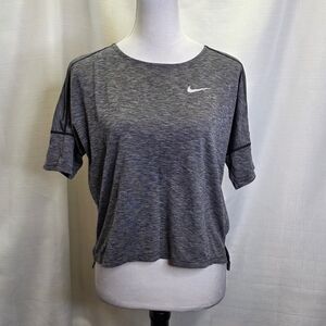 Nike Gray NK Dry Medalist Perforated Running Short Sleeve Top Size Medium